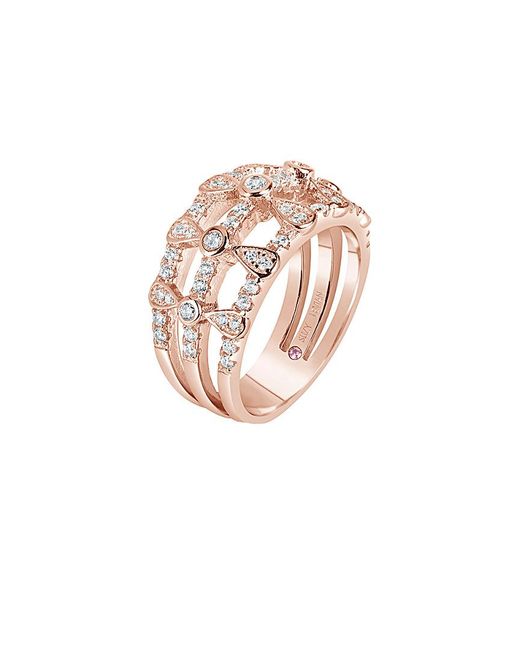 Suzy Levian CZ Jewelry White Suzy Levian Plated Cz Three Row Multi-shape Ring