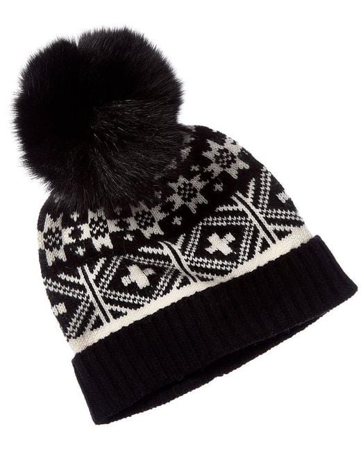 Sofiacashmere Black Sofiacashmere Fairisle Wool & Cashmere-Blend Hat