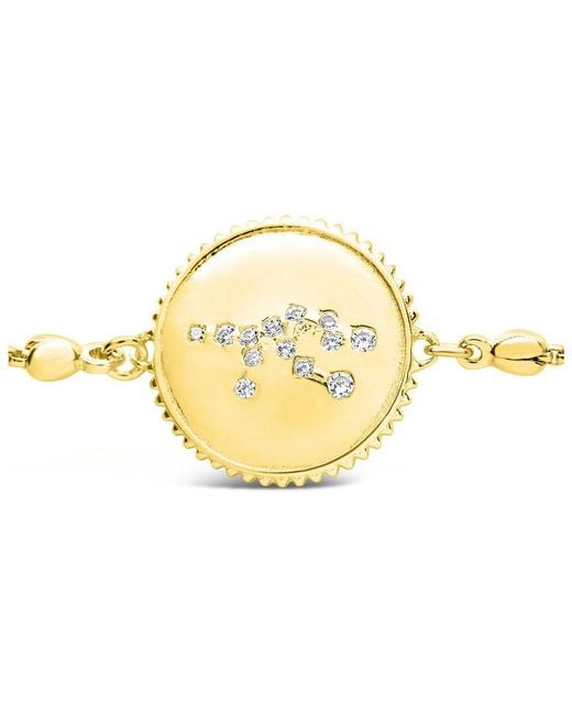 Sterling Forever Metallic 14k Over Silver Cz Virgo Disc Bolo Bracelet