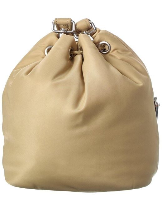 Burberry Natural Yeoju Nylon & Leather Bucket Bag