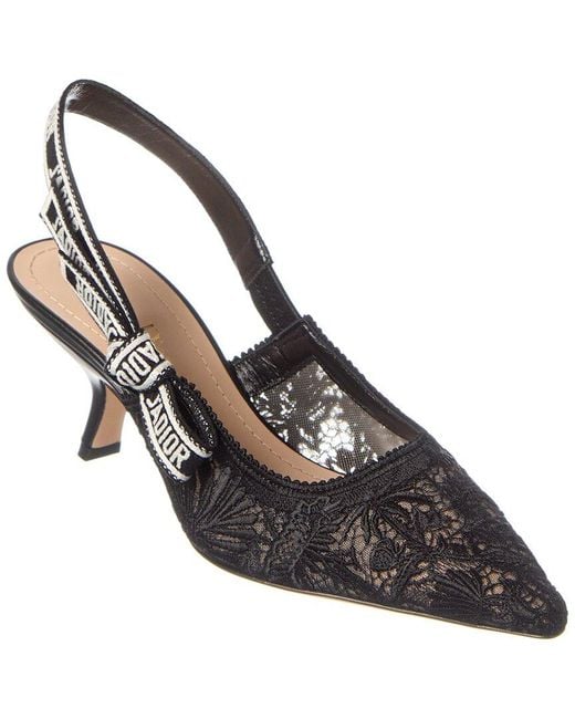 Dior Black J'A Lace & Leather Slingback Pump