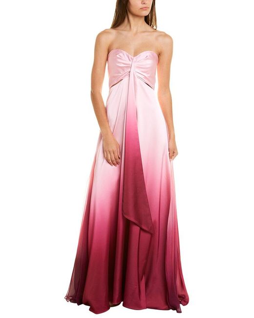 Jonathan Simkhai Pink Ombre Satin Cutout Bustier Gown