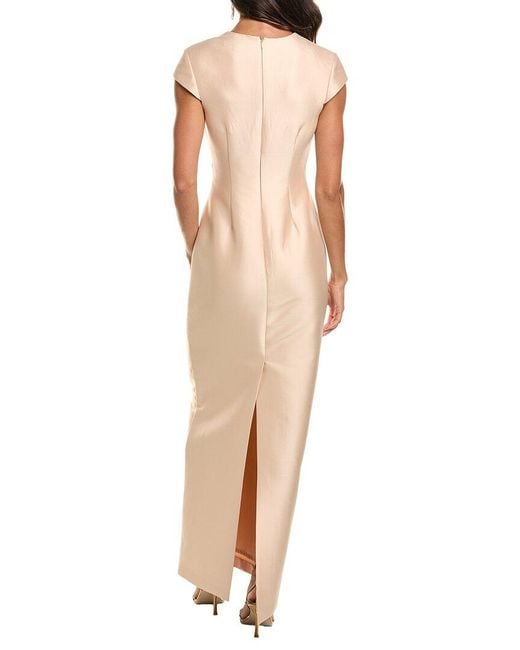 Badgley Mischka Natural Cap Sleeve Gown