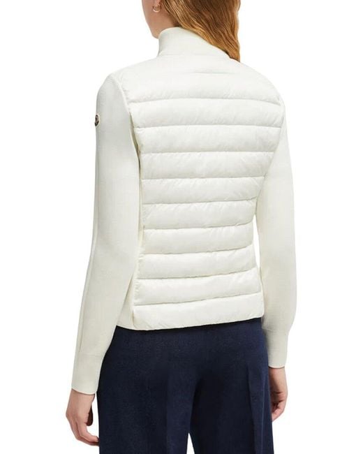 Moncler White Padded Wool-Blend Cardigan
