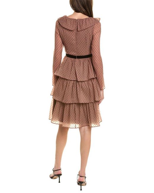 Rachel Parcell Brown Ruffle Tiered Midi Dress