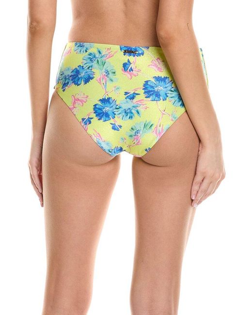 MILLY Blue Floating Cosmos Tie Front Bikini Bottom