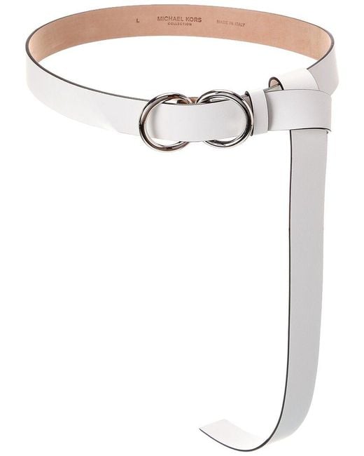 Michael Kors White Claudine Leather Trouser Belt