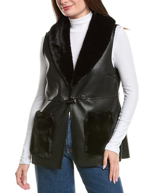 La Fiorentina Black Faux Leather Vest