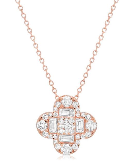 Diana M Metallic Fine Jewelry 14k Rose Gold 0.63 Ct. Tw. Diamond Clover Pendant Necklace