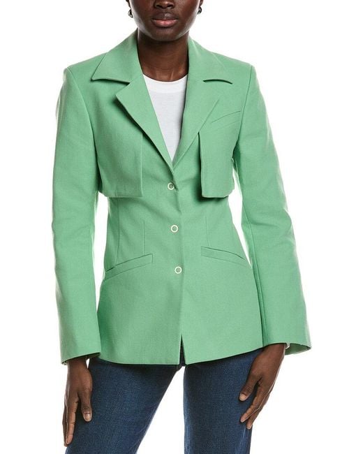 Ganni Green Suiting Blazer