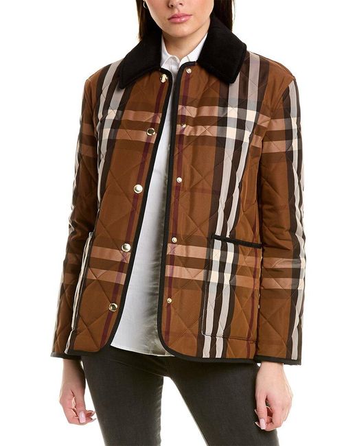 Burberry Quilted Jacket in Brown Lyst