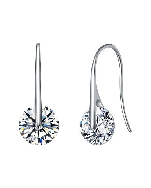 Rachel Glauber White Rhodium Plated Cz Earrings