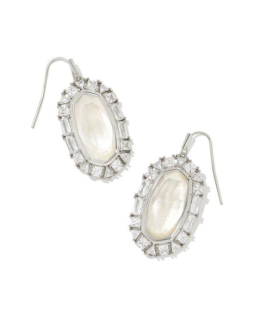 Kendra Scott White Elle Crystal Frame Drop Earrings