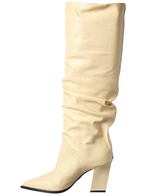 Jimmy Choo White Hart 85 Snake-Embossed Leather Knee-High Boot