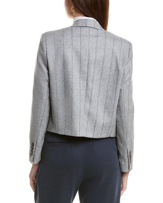Brunello Cucinelli Gray Wool & Silk-blend Blazer