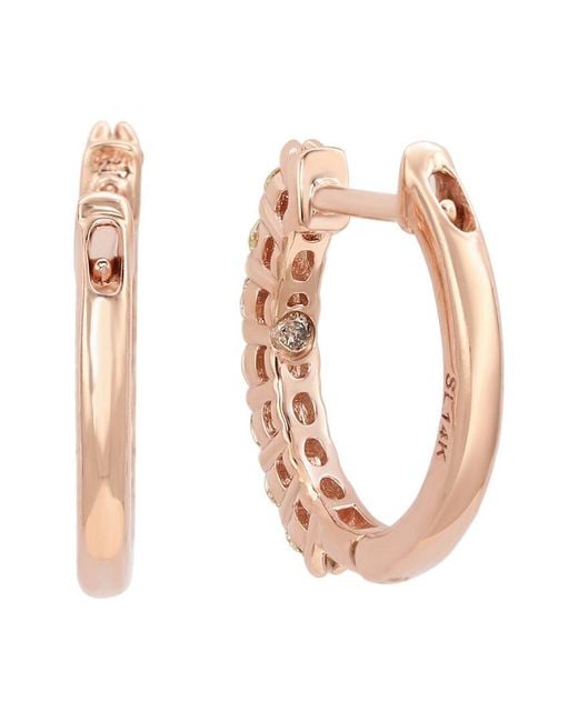 Suzy Levian White 14k Rose Gold 0.50 Ct. Tw. Diamond Huggie Earrings