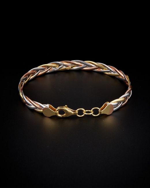 Italian Gold Black 14k Tri-color Polished Braided Bangle