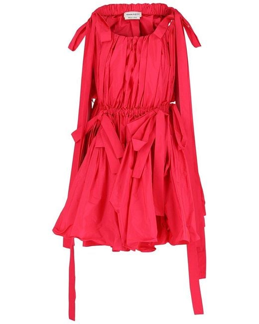 McQueen Red Bow Mini Dress
