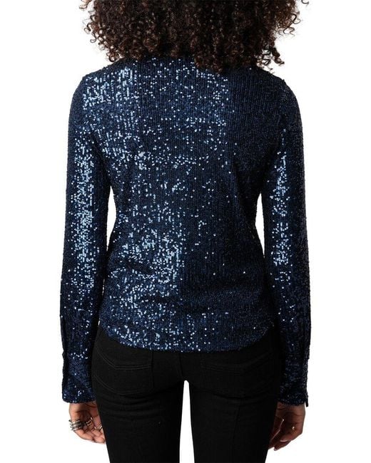 Zadig & Voltaire Blue Sequin Shirt