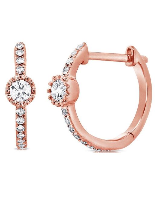 Sabrina Designs Pink 14k Rose Gold 0.20 Ct. Tw. Diamond Huggie Earrings