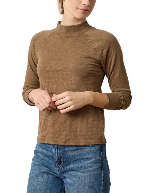 Lilla P Blue Raglan Mock Neck Shirt