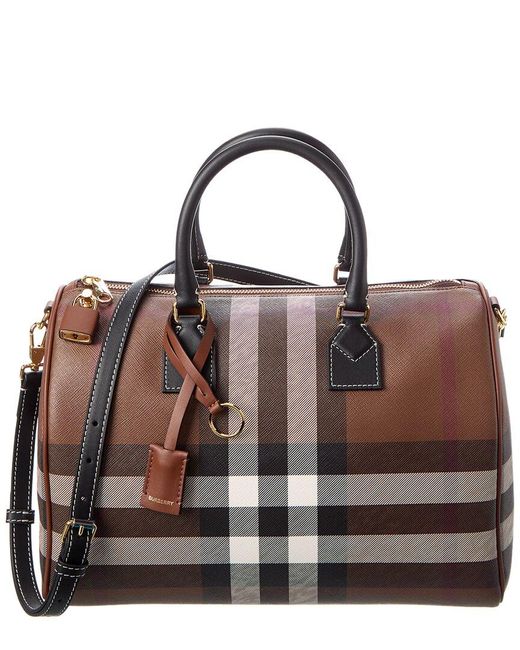 Burberry Check Medium Ecanvas & Leather Bowling Bag in Brown Lyst