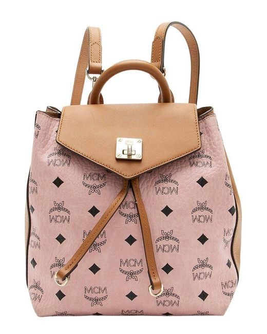MCM Pink Visetos Essential Drawstring Small Backpack (authentic Pre-loved)