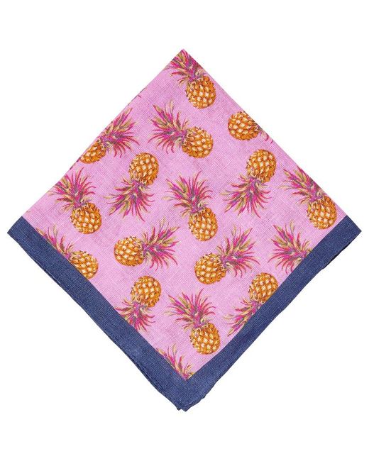 J.McLaughlin Pink Pineapple Silk-blend Pocket Square for men