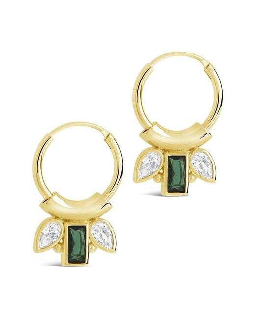 Sterling Forever Metallic 14k Plated Cz Helena Hoops