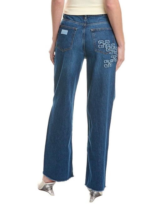 Ganni Izey Mid Blue Stone Relaxed Straight Jean