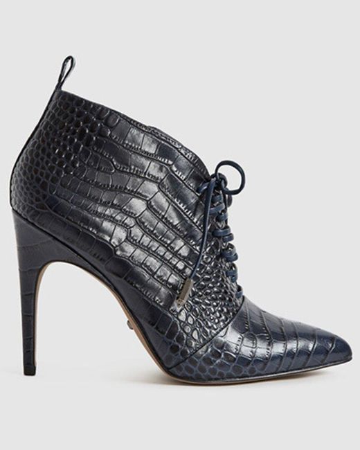 Reiss Black Aida Leather Boot
