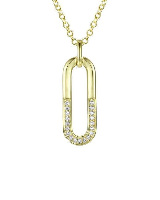 Rachel Glauber Metallic 14k Plated Cz Pendant Necklace