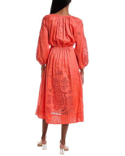 A.L.C. Red Capri Linen Maxi Dress