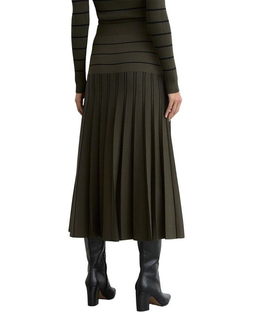 Reiss Multicolor Alice Knitted Stripe Pleated Midi Skirt