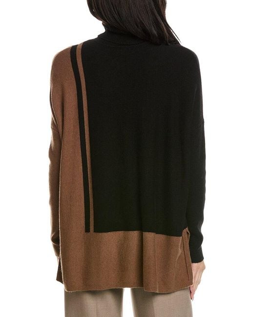 Reiss Black Celia Color Block Roll Neck Wool-Blend Sweater