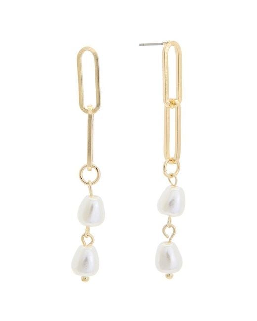 Juvell White 18K Plated Pearl Paperclip Drop Earrings