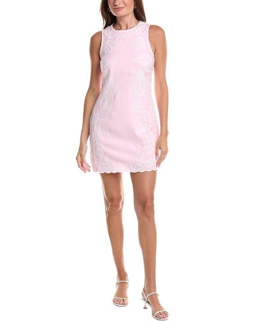 Avec Les Filles Pink Seahorse Embellished Sleeveless Dress