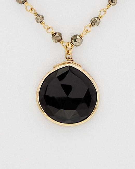 Rachel Reinhardt Jewelry White 14K Over Onyx & Pyrite Necklace