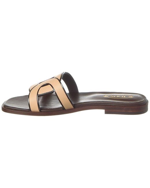 Tod's Brown Logo Leather Sandal
