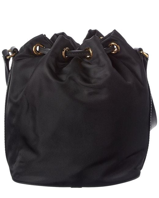 Burberry Black Nylon & Leather Bucket Bag
