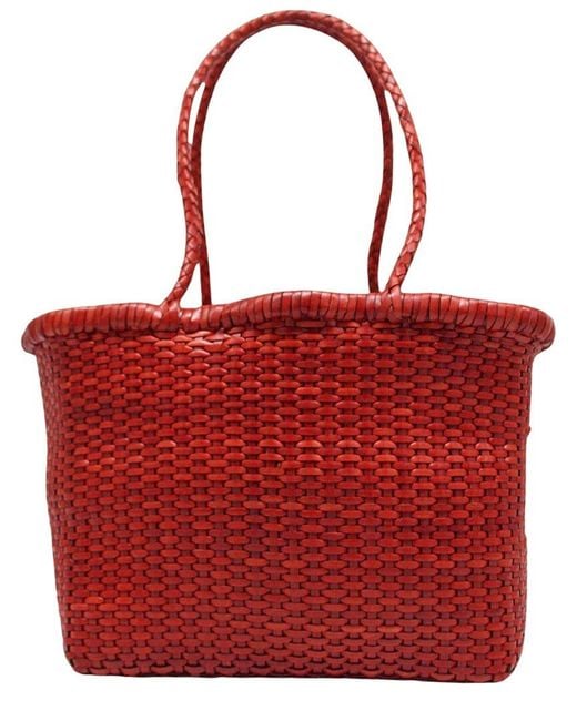 Dragon Diffusion Red B Weave Small Leather Tote