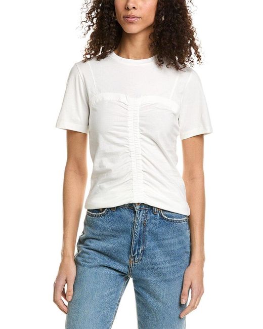 Sandro White Cinched Front T-shirt