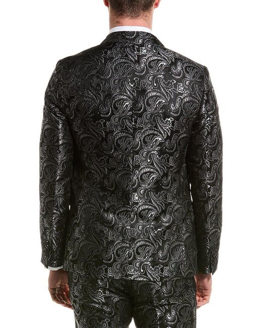 Paisley & Gray Black Grosvenor Slim Peak Tuxedo Jacket for men