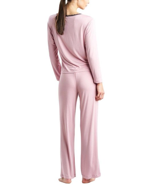 NATORI EDIT Pink Natori Ease Lace Pj
