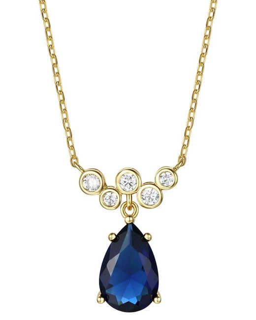 Genevive Jewelry Blue 14k Over Silver Cz Bubble Chevron Necklace