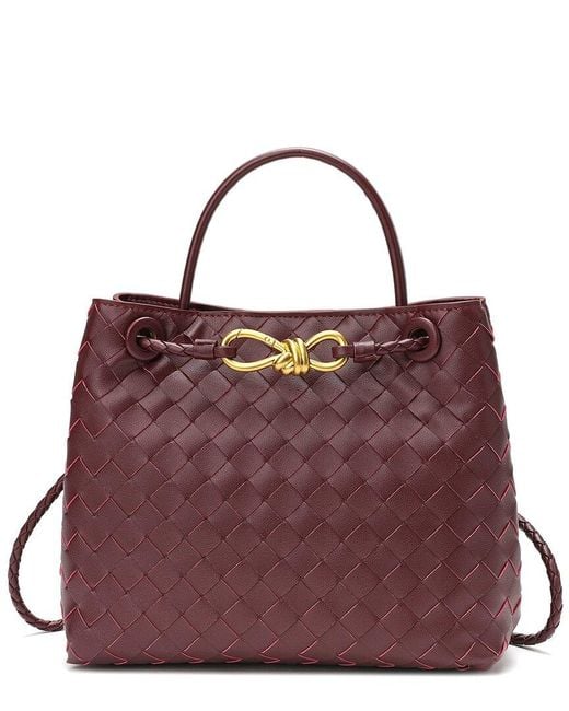 Tiffany & Fred Paris Purple Woven Leather Top Handle Shoulder Bag