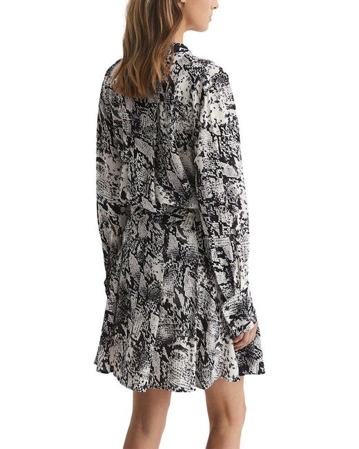 Reiss White Scarlett Animal Print Flippy Dress