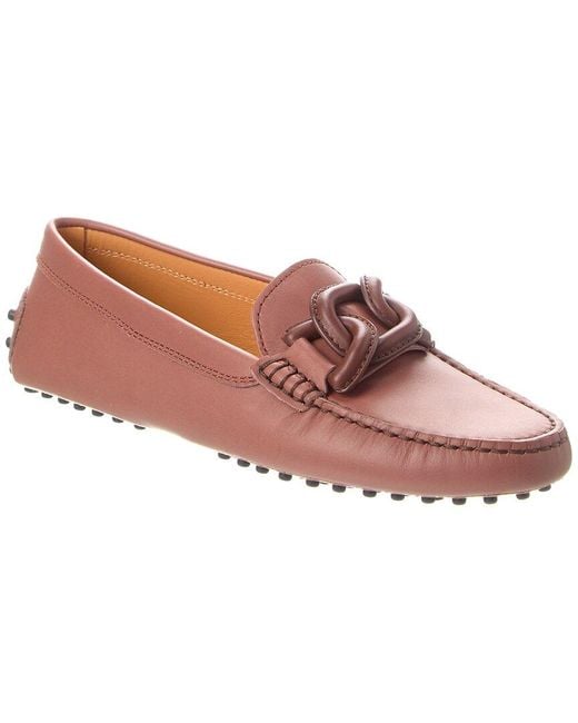 Tod's Pink Kate Gommino Leather Loafer