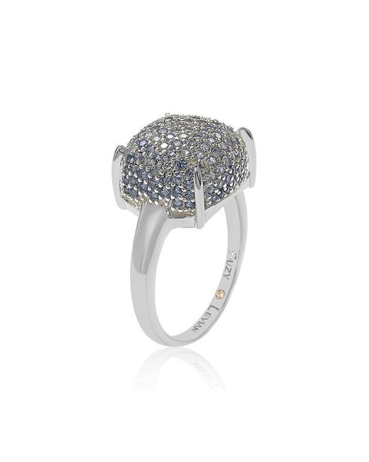 Suzy Levian Gray Silver Cz Ring