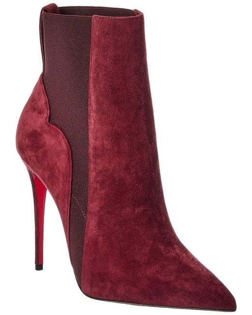Christian Louboutin Red Chelsea Chick 100 Suede Bootie